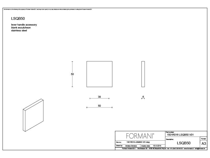 Blindrozet RVS gepolijst Square LSQB50 50mm