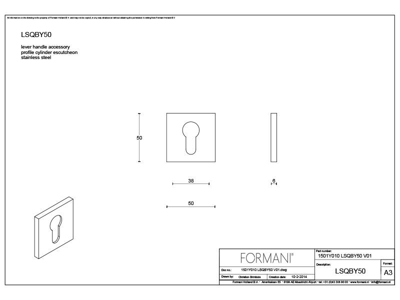 Profielcilinderrozet RVS Square LSQBY50 50mm