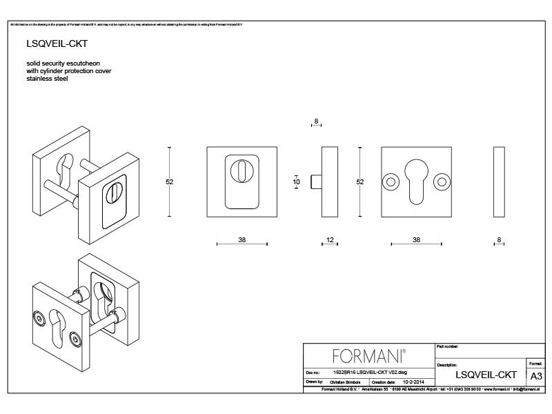 Veiligheidsrozetten kerntrek Zwart Square SKG3 52mm LSQVEIL-C-KT