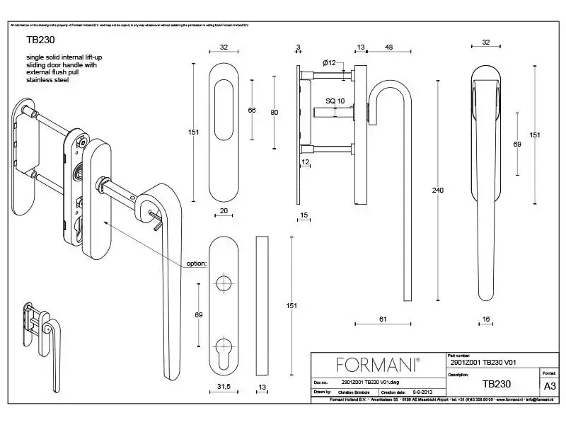 Hefschuifdeurbeslag RVS Fold Tord Boontje TB230 PC69 Incl. komgreep