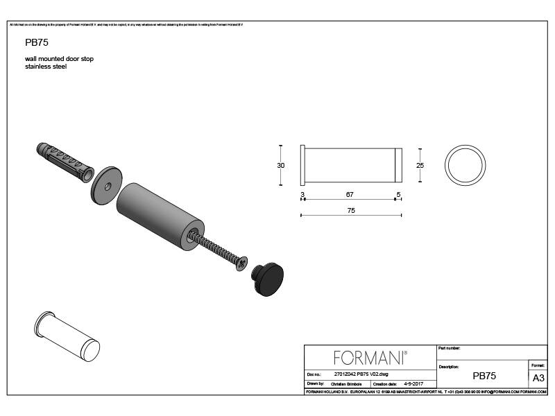 Deurstopper Wit One Piet Boon PB75 wandmontage 25x75mm