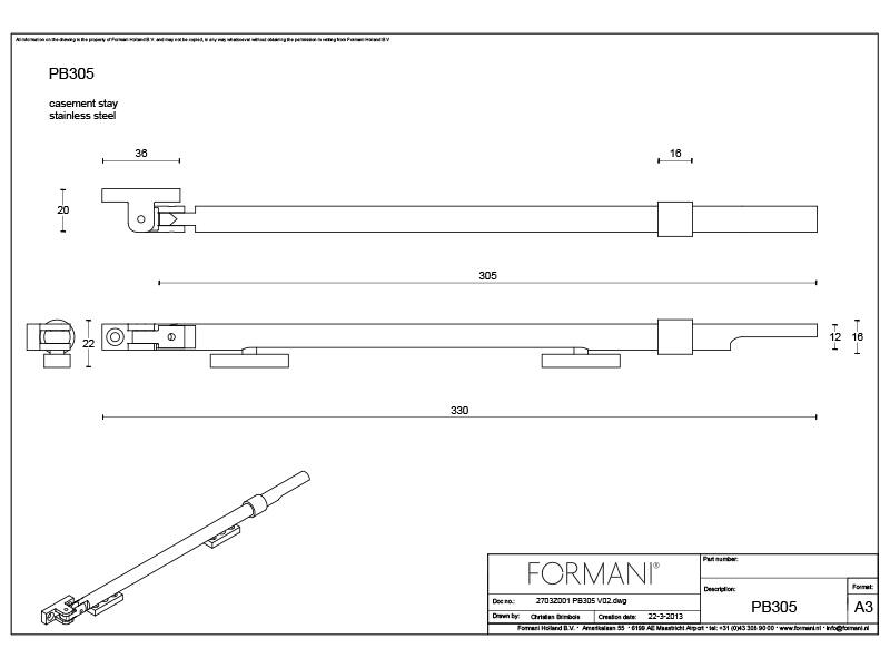 Raamuitzetter Zwart One Piet Boon PB305 305mm