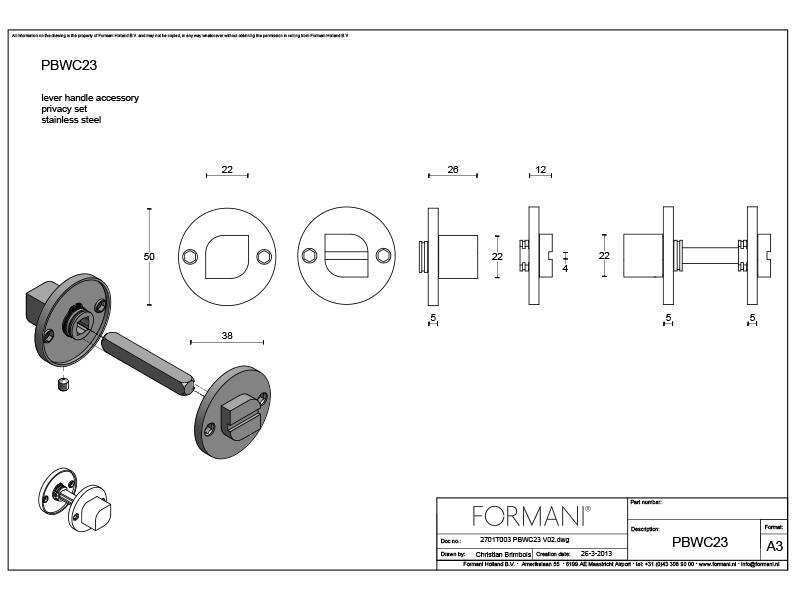 WC-garnituur RVS Two Piet Boon PBWC23 50mm, 5/6/7/8mm wc stift