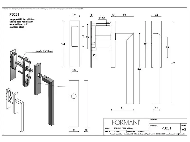 Hefschuifdeurbeslag RVS Two Piet Boon PB231 Blind Incl. komgreep