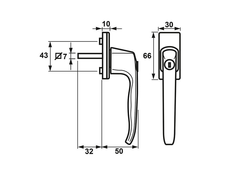 Draaikiep raamkruk Zwart AXA L 3350 afsluitbaar SKG2 158mm