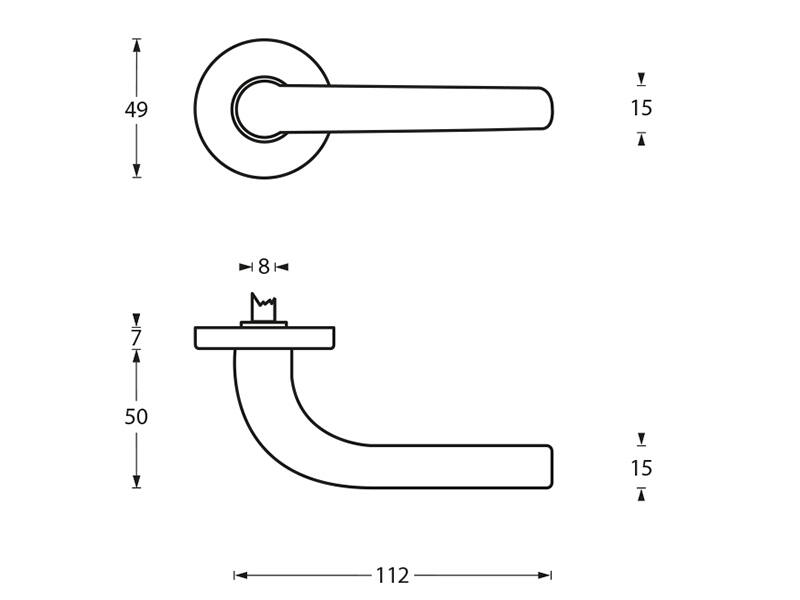 Intersteel Deurkruk Zwart Elena op ronde rozet 49x7mm 112mm