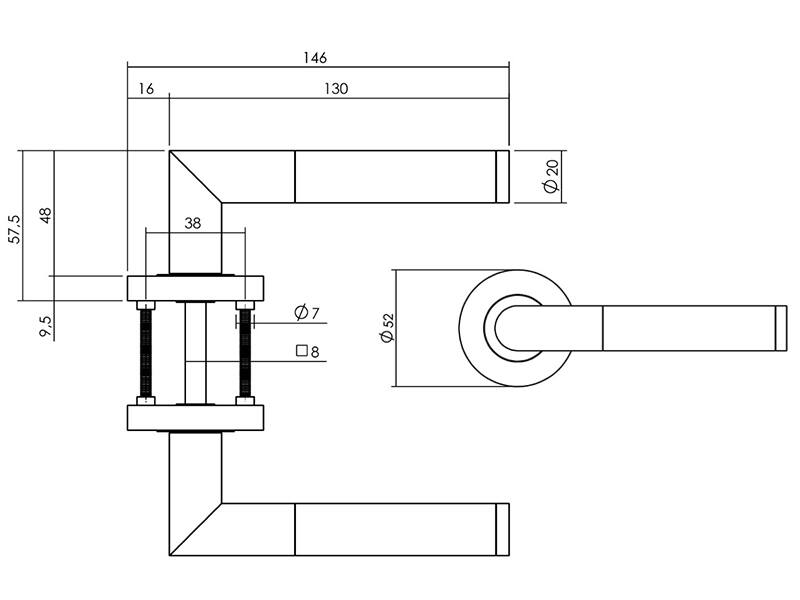 Intersteel Deurkruk Zwart Bastian op ronde rozet 52x10mm 146mm