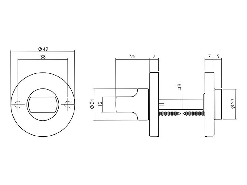 Intersteel WC-garnituur Zwart rond verdekt 49x7mm