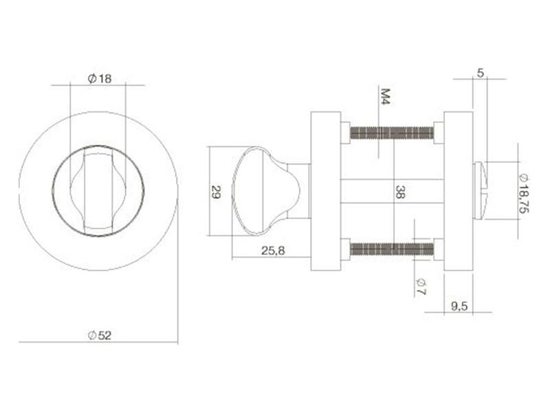 Intersteel WC-garnituur Zwart rond verdekt 53x8mm