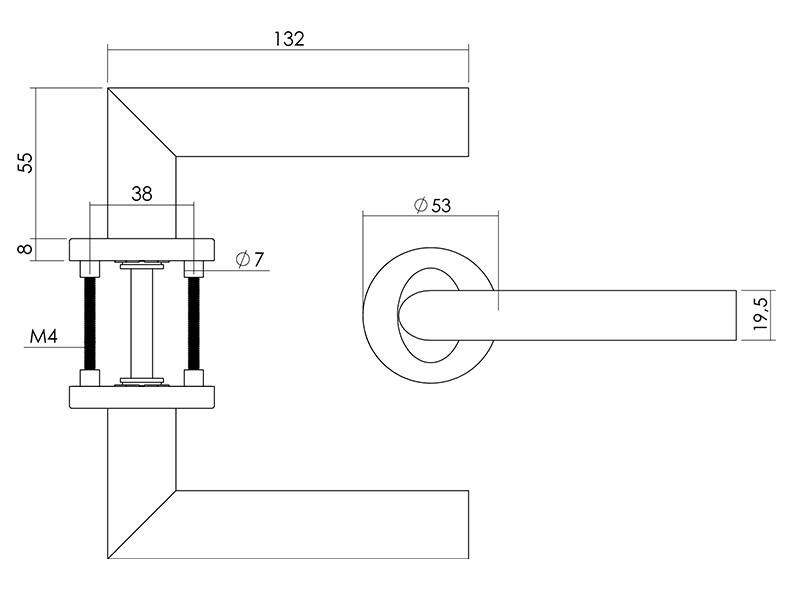 Intersteel Deurkruk RVS Girona op ronde rozet 53x8mm