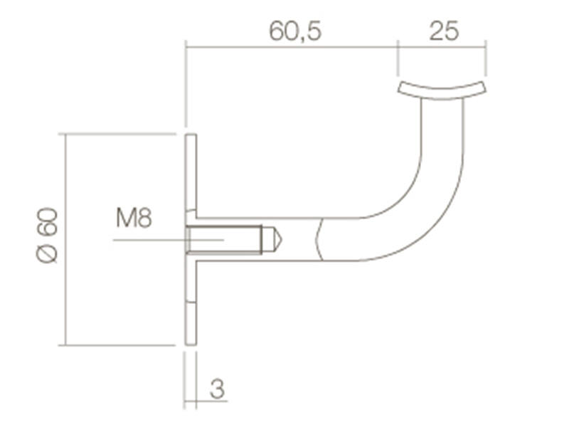 Intersteel Leuninghouder zwart gebogen vierkant hol zadel