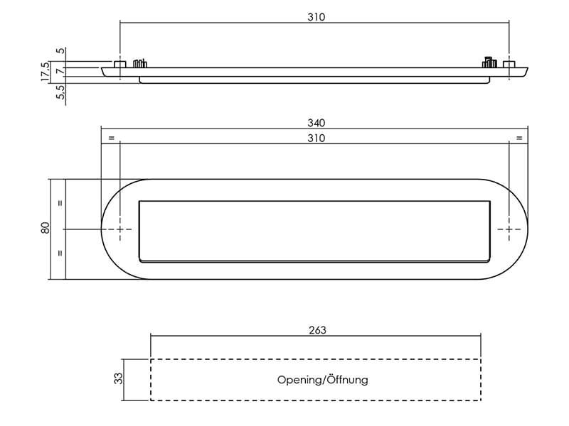 Intersteel Briefplaat Ovaal Zwart met klep/regenrand