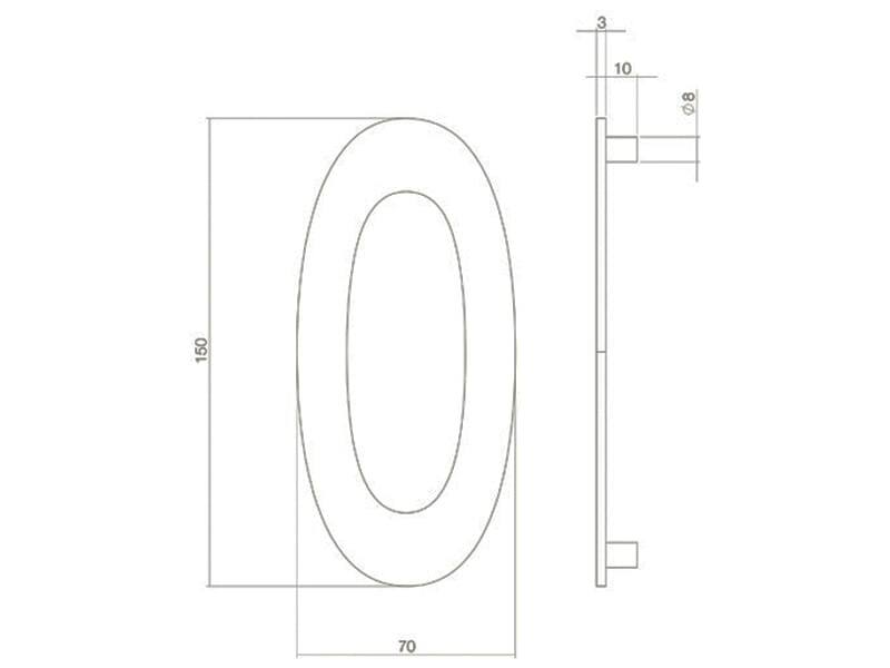 Intersteel Huisnummer Zwart 0 hoogte 150mm