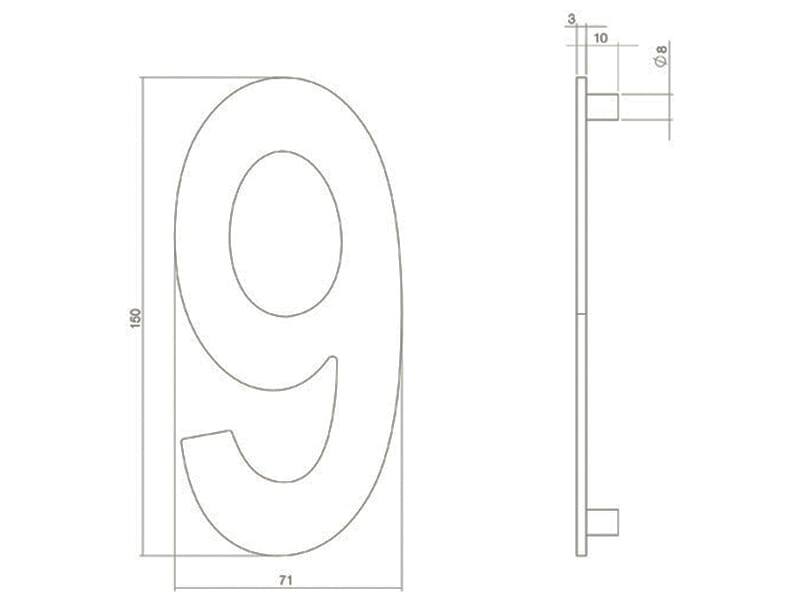 Intersteel Huisnummer Zwart 9 hoogte 150mm