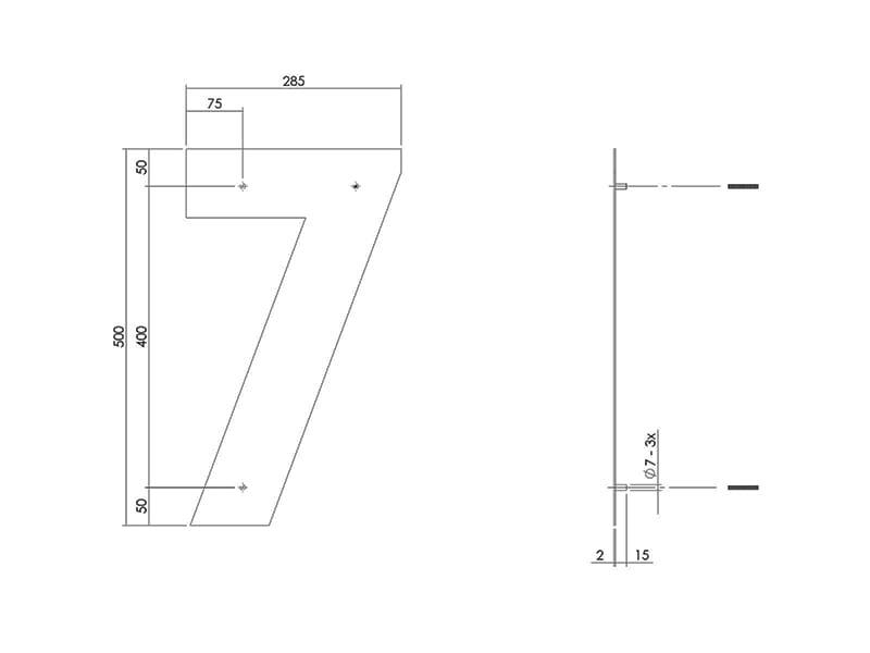 Intersteel Huisnummer Zwart 7 hoogte 500mm