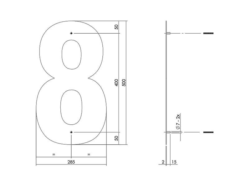 Intersteel Huisnummer Zwart 8 hoogte 500mm