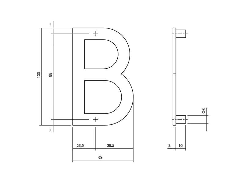 Intersteel Huisletter Zwart Letter B 100mm