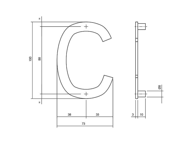 Intersteel Huisletter Zwart Letter C 100mm
