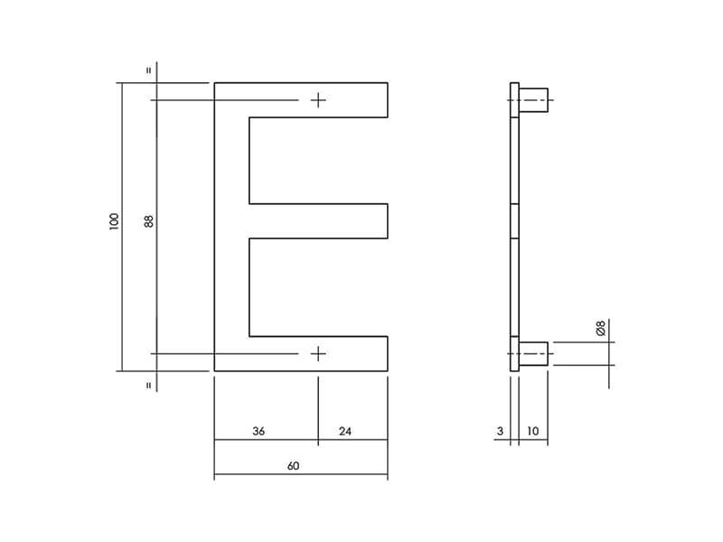 Intersteel Huisletter Zwart Letter E 100mm