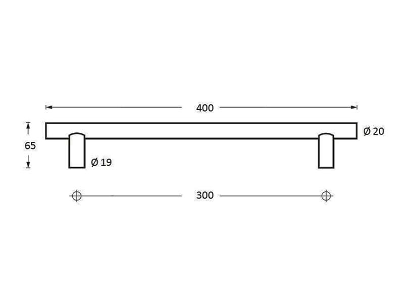 Intersteel Deurgreep Zwart T-model 400x20mm