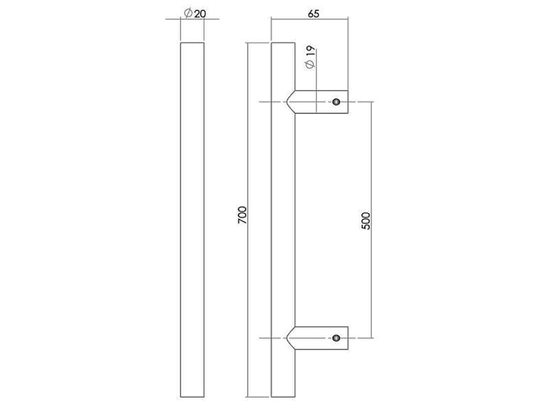 Intersteel Deurgreep Zwart T-model 700x20mm