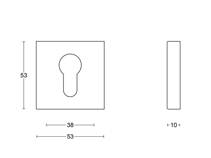 Profielcilinderrozet RVS Intro vierkant 53mm