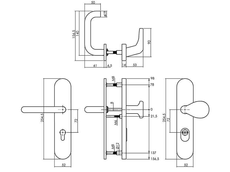 Intersteel Veiligheidsbeslag SKG*** met kerntrekbeveiliging profielcilindergat 72 mm voordeurbeslag RVS