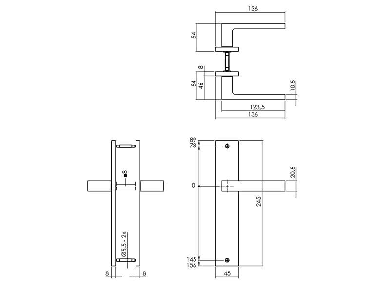 Intersteel Deurkruk Hera op schild 245x45 mm Blind mat zwart