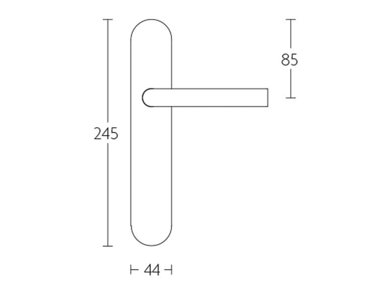Deurkruk RVS Basics LB2-19P13 geveerd op schild Blind
