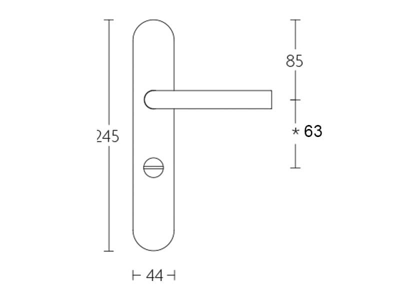 Deurkruk Zwart Basics LB2-19P13 geveerd op schild WC63