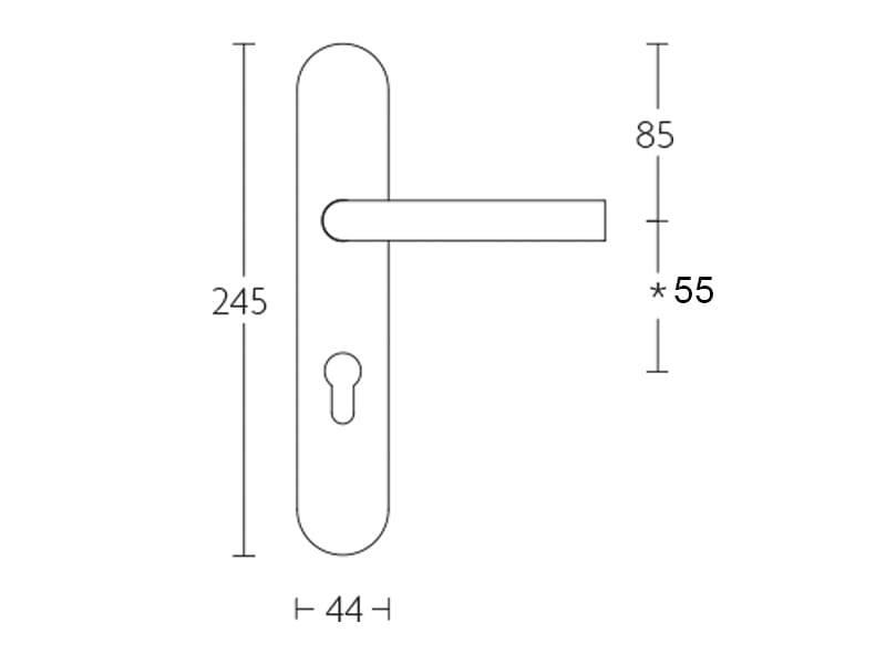 Deurkruk Gunmetal PVD Basics LB2-19P13 geveerd op schild PC55