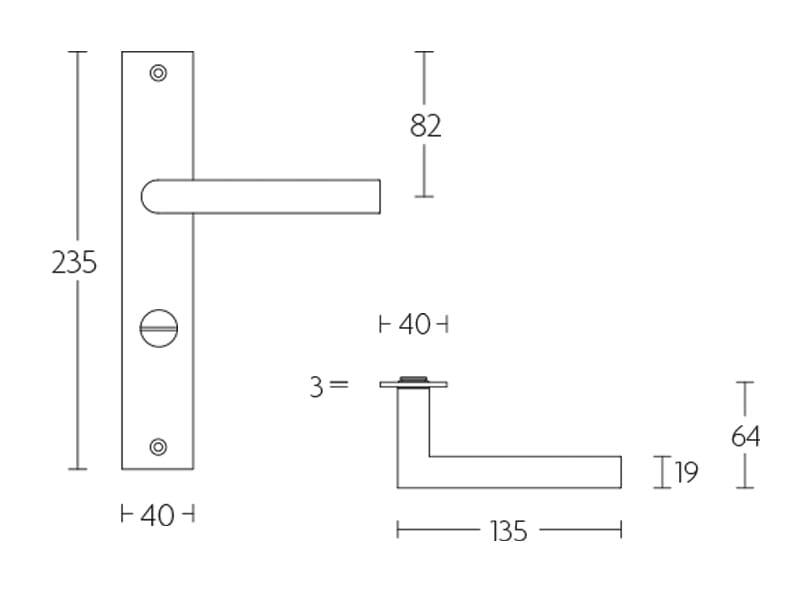 Deurkruk RVS Basics LB2-19P236 op schild WC63