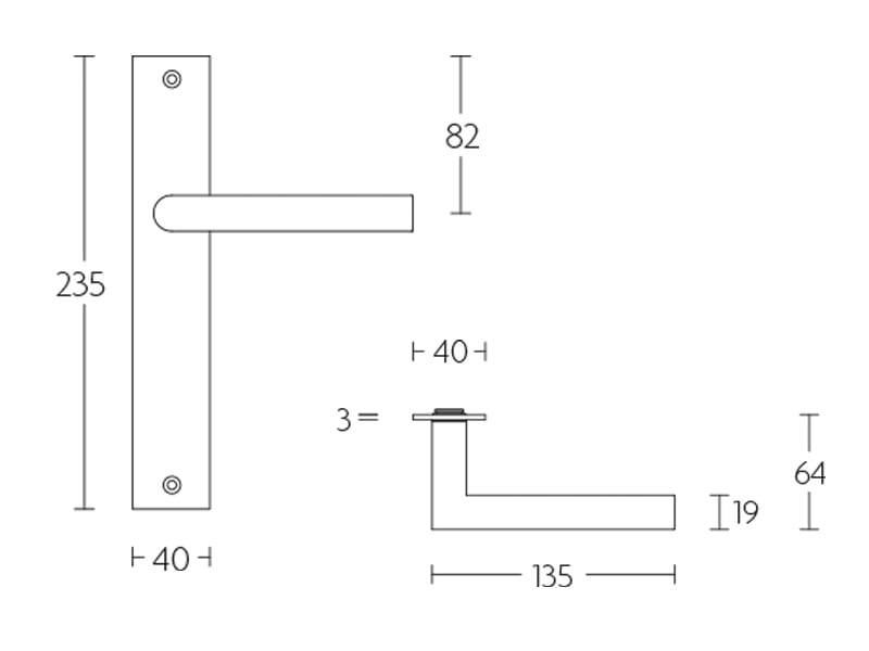 Deurkruk Zwart Basics LB2-19P236 op schild Blind