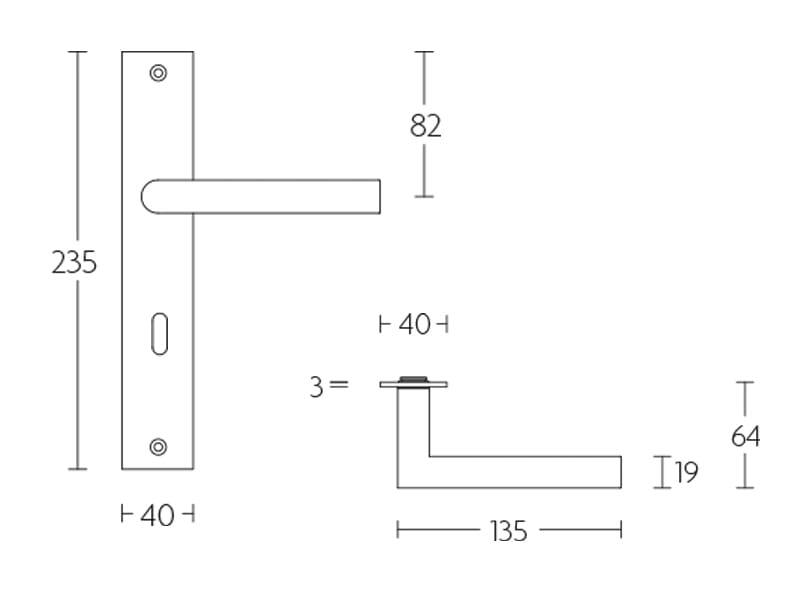 Deurkruk Zwart Basics LB2-19P236 op schild SL56