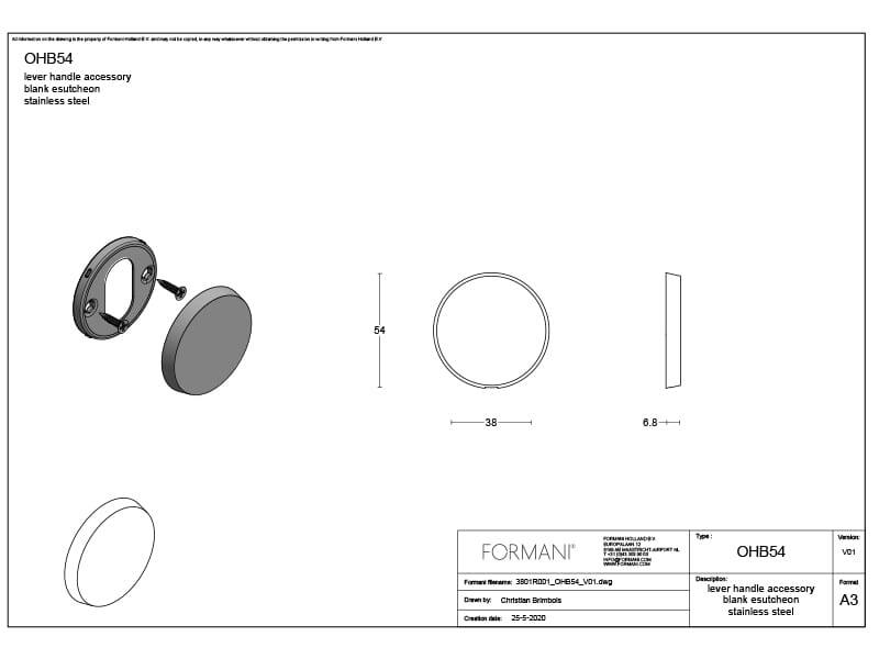 Blindrozet Mat Zwart PVD Osiris Hertman Cone OHB54