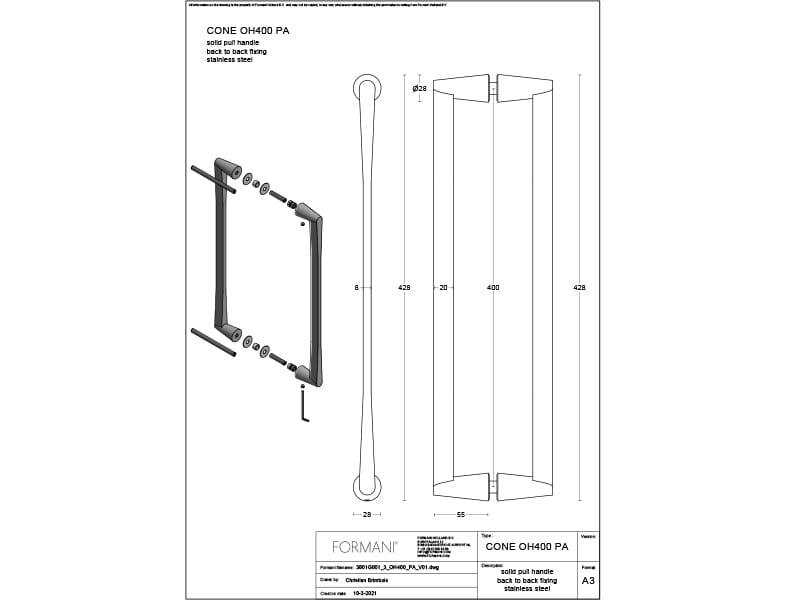 Deurgreep Mat RVS Osiris Hertman Cone OH400PA