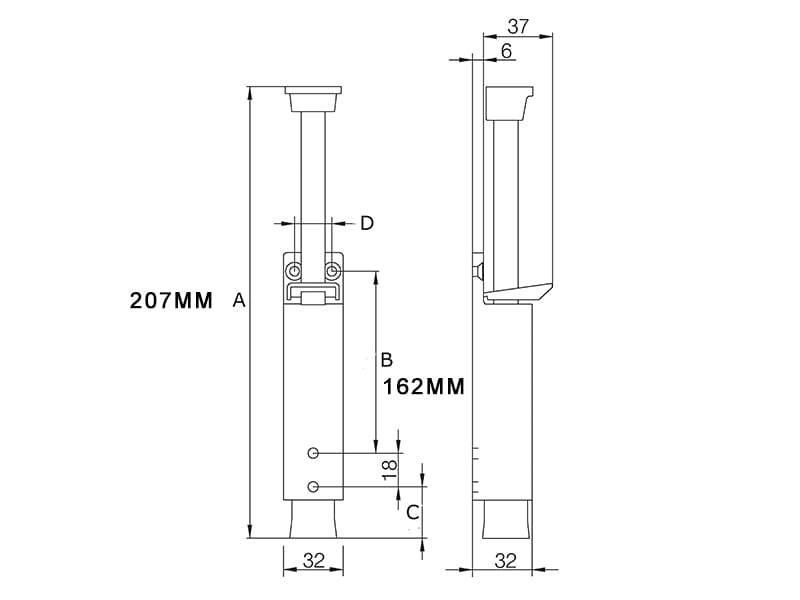 Deurvastzetter luxe uitslag 60 mm zwart
