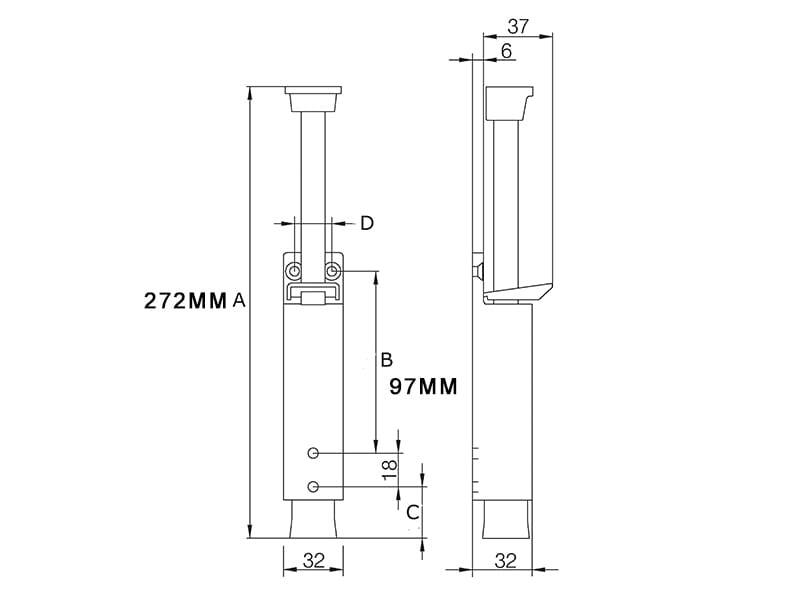 Deurvastzetter luxe uitslag 120 mm zwart