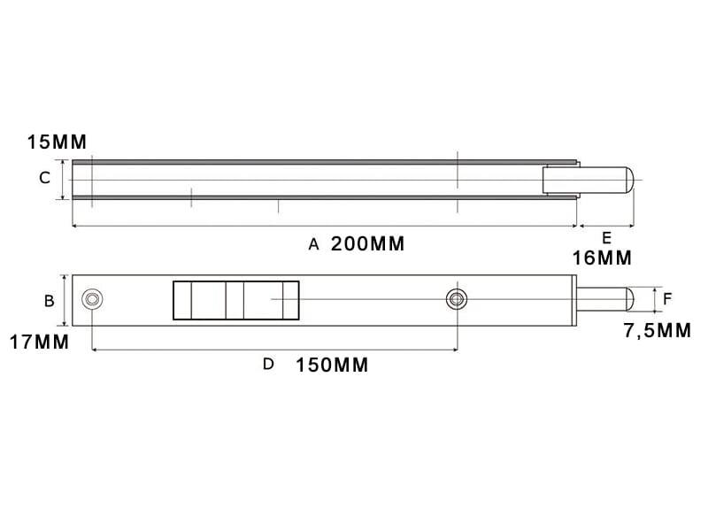 Bascule kantschuif 200x17 mm Type 822 zwart