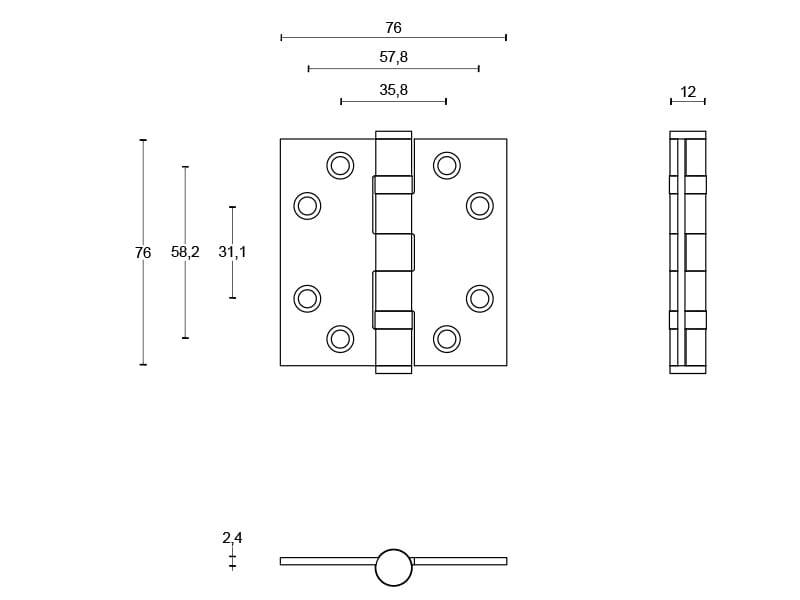 Kogellagerscharnier RVS Basics LBS7676 Platkop met rechte hoeken