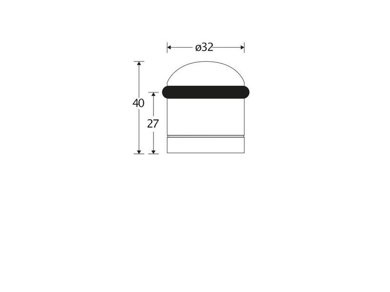 Deurstopper Zwart Cilinder 32mm