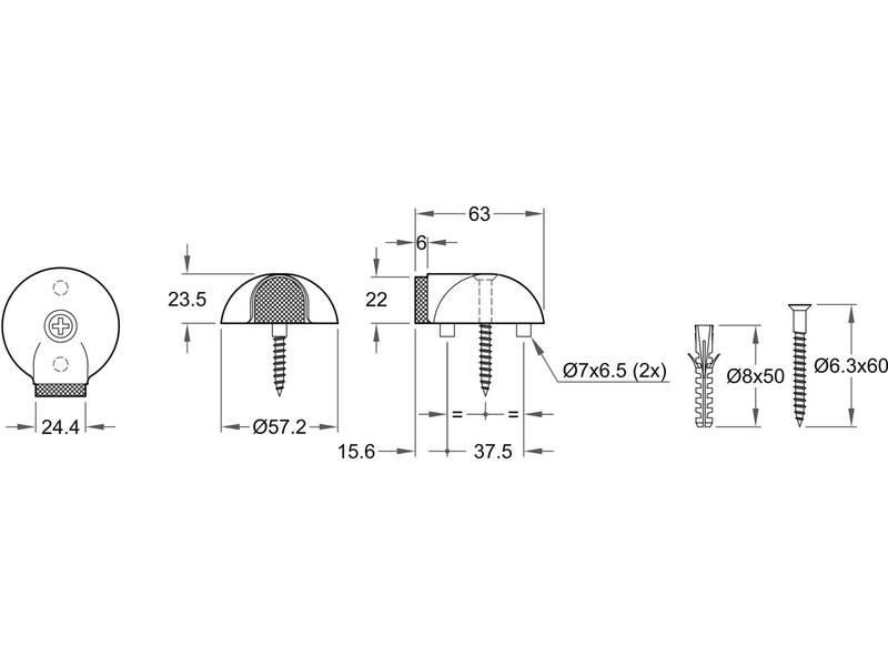 Deurstopper Zwart schildpad model 63mm