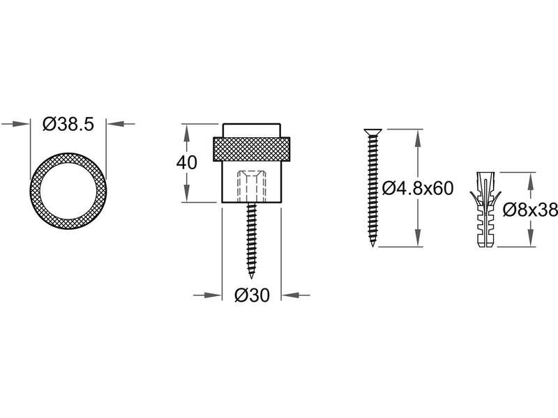 Deurstopper Zwart Cilinder 39mm
