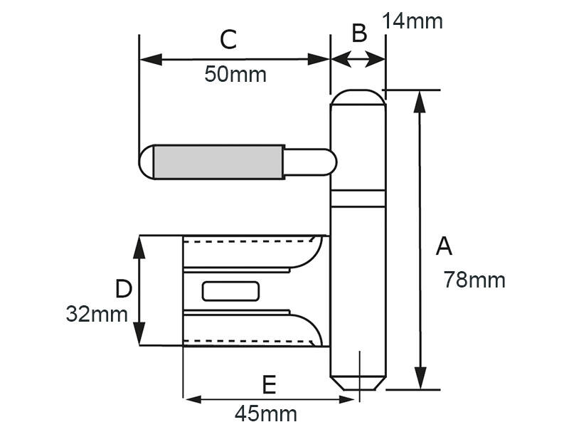 Inboorpaumelle 14mm Mat chroom voor stalen montage kozijnen, geschikt voor opdek binnendeuren