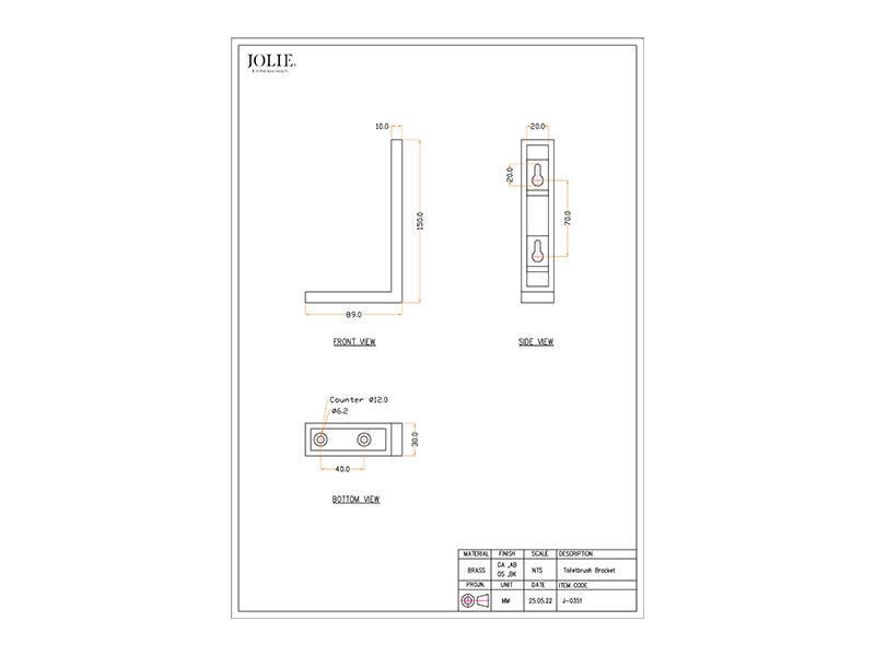 Wandbevestiging voor toiletborstel houder Verzilverd Core / Rieu