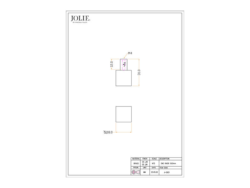 Meubelknop Zwart Jolie One 18mm