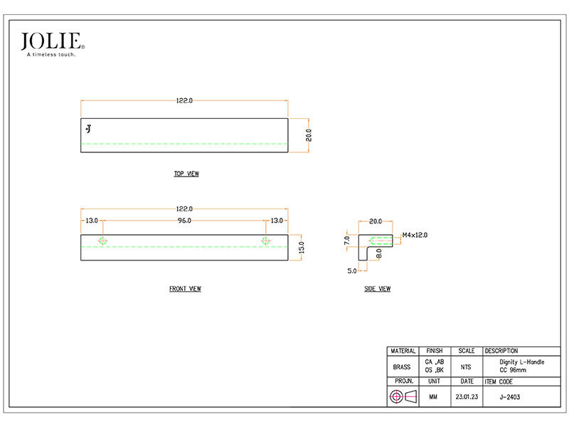 Meubelgreep Verbronsd Dignity 122mm, hoh 96mm