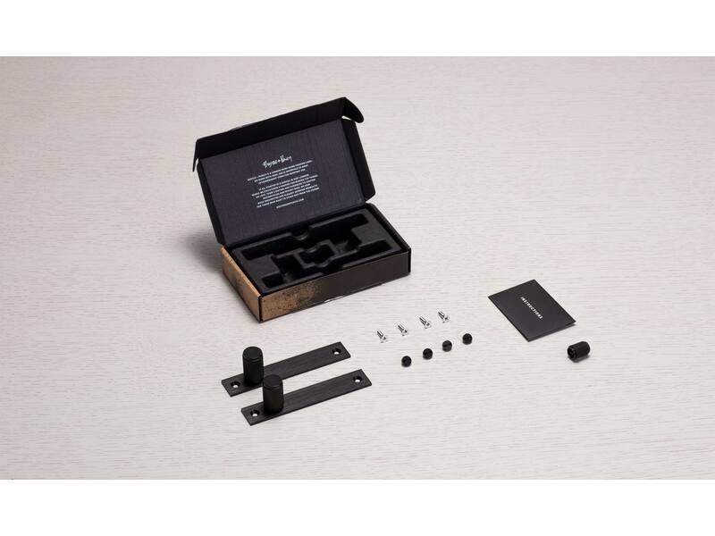 Meubelknop Cross met plaat Zwart diamond-cut rond 20mm 130x24mm