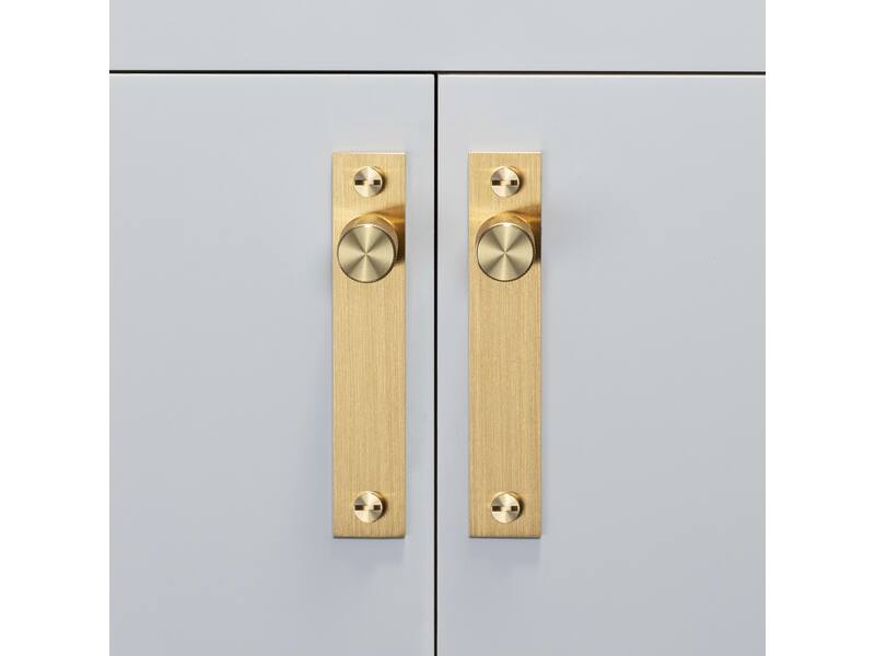 Meubelknop Cross met plaat Messing diamond-cut rond 20mm 130x24mm