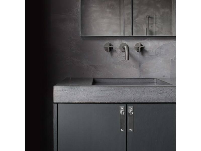 Meubelknop Cross met plaat RVS diamond-cut 130x24mm